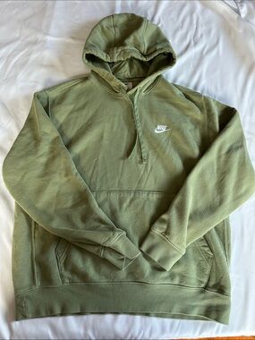 Nike Men’s Olive Green Pullover Hoodie with White Logo